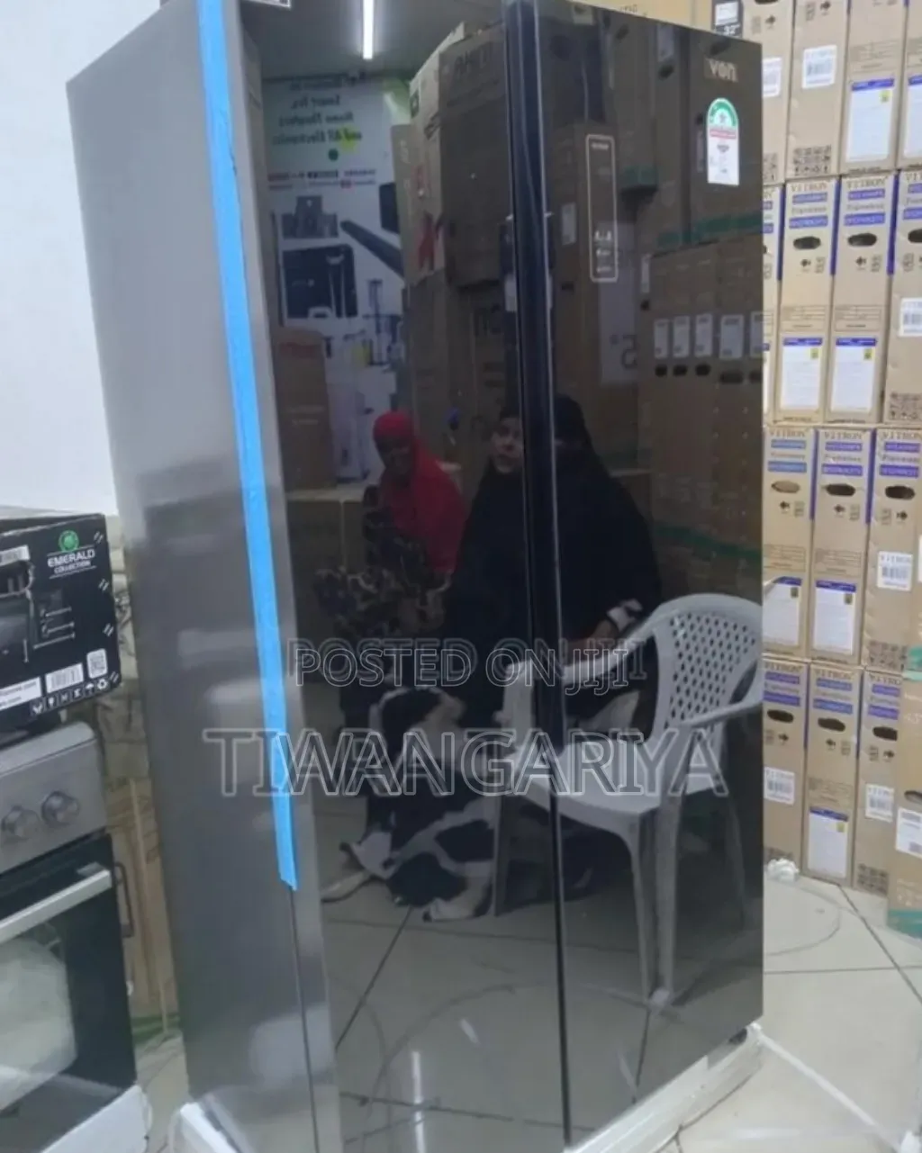 Colour Black Von 429l Side by Side Fridge