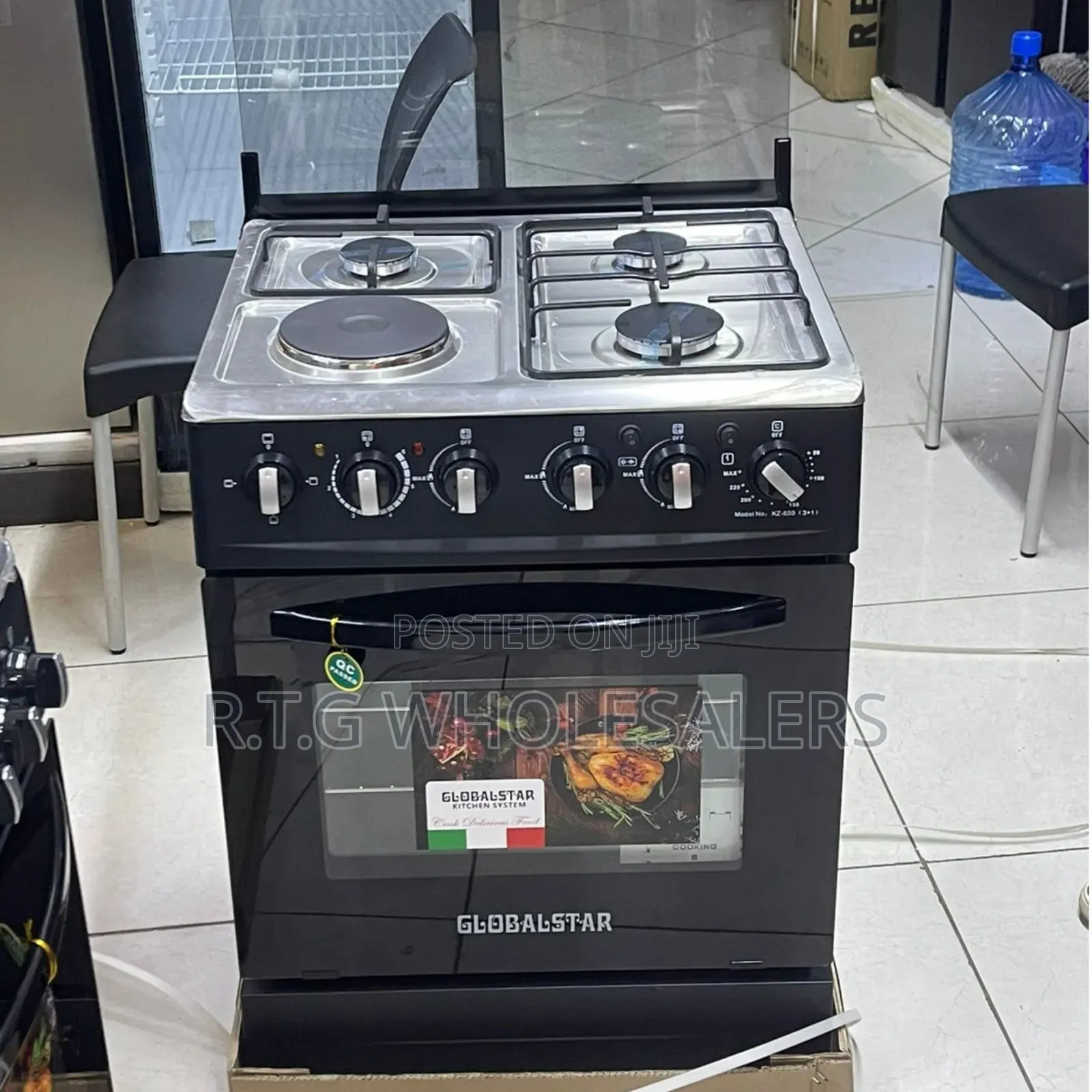 Globalstar 3+1 60x60 Standing Cooker Electric Oven Black