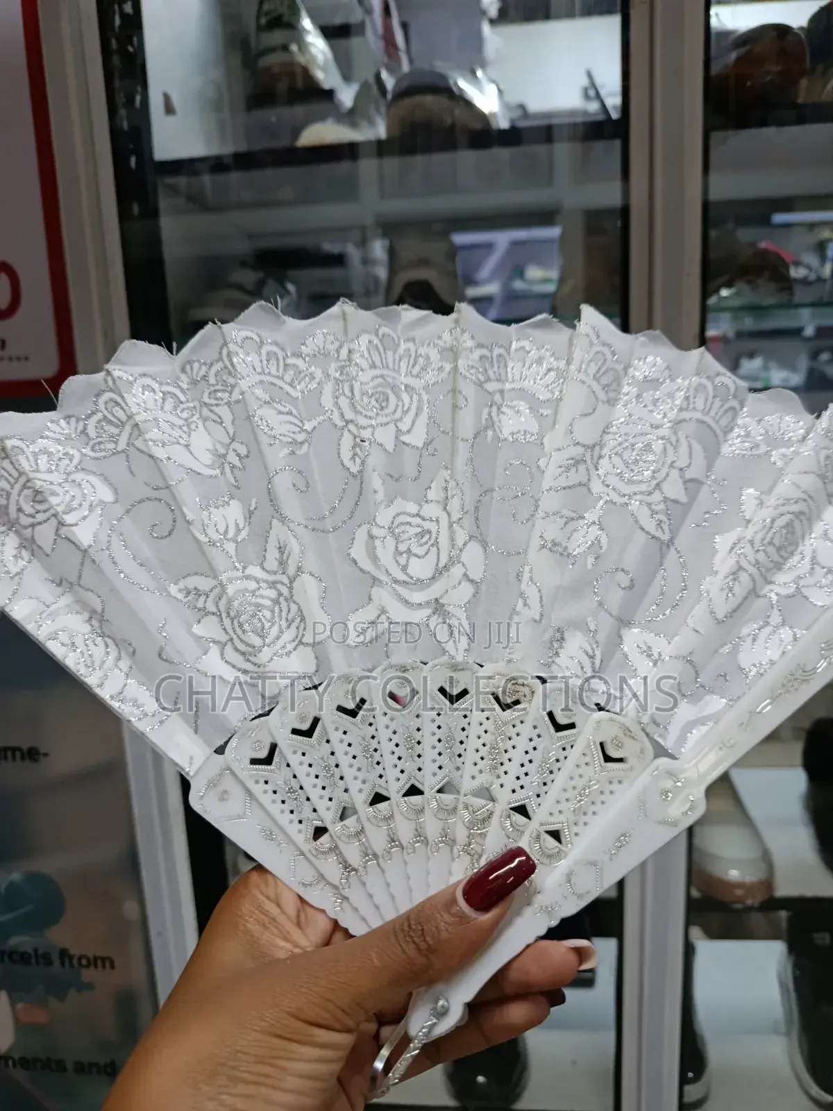 White and Gold Folding Ladies Hand Fans