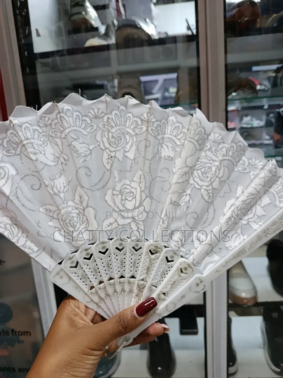 White and Gold Folding Ladies Hand Fans