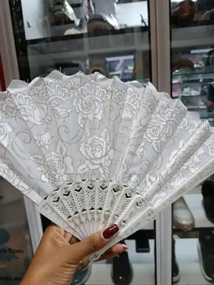 White and Gold Folding Ladies Hand Fans