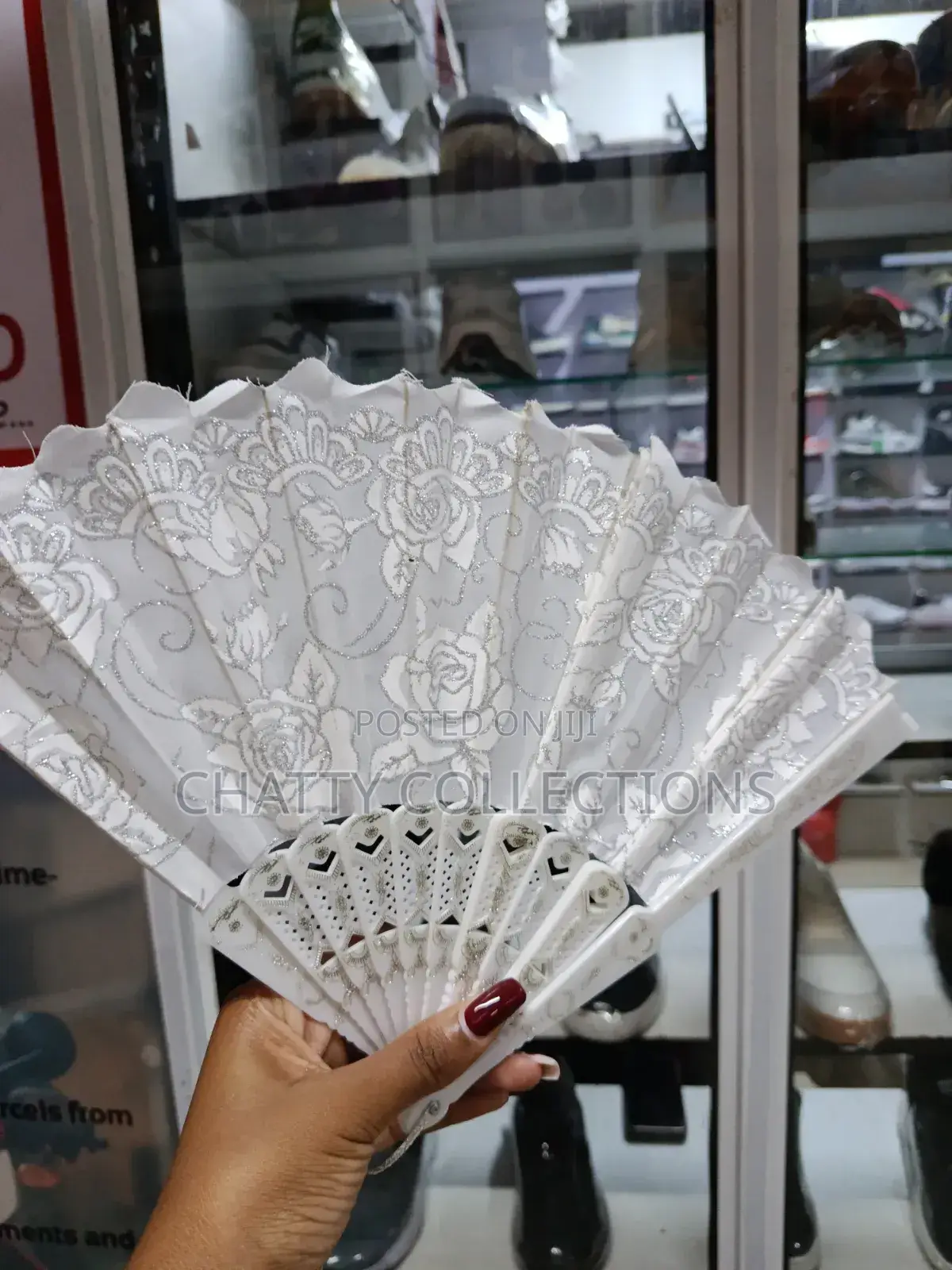 White and Gold Folding Ladies Hand Fans