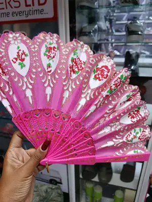 Pink Flowered Folding Ladies Hand Fans