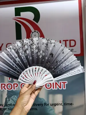 Black and White Flowered Folding Ladies Hand Fans