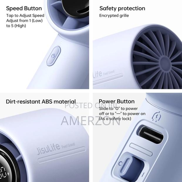 Adjustable Personal Fan, Digital Display, Gift for Camping/Outdoor - thumbnail 5