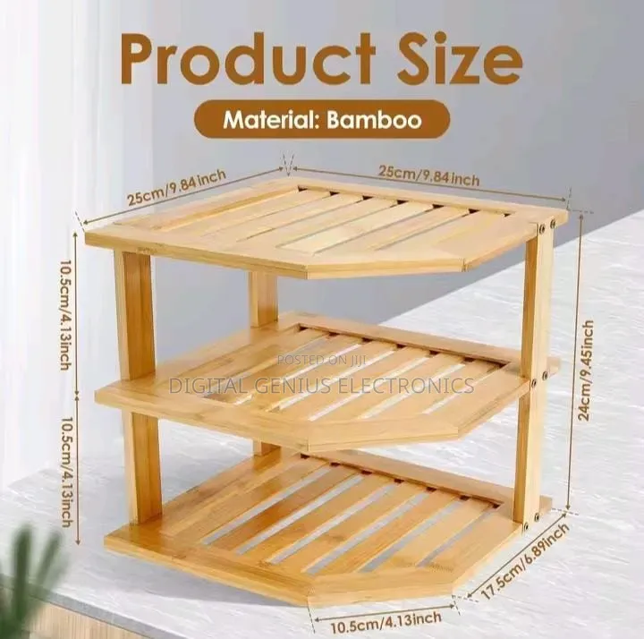 *3 in 1 Bamboo Kitchen Corner Rack