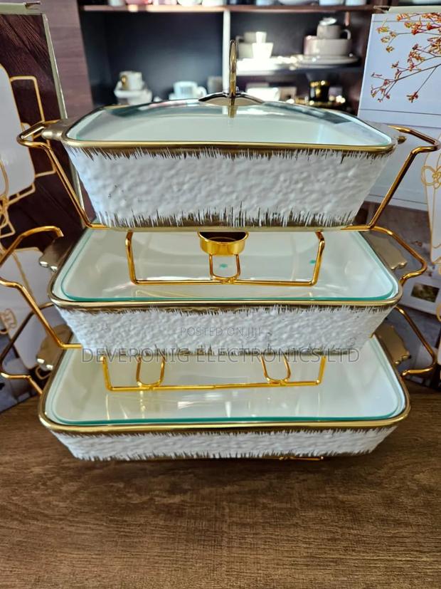 *3pcs Ceramic Glazed Chaffing Dish