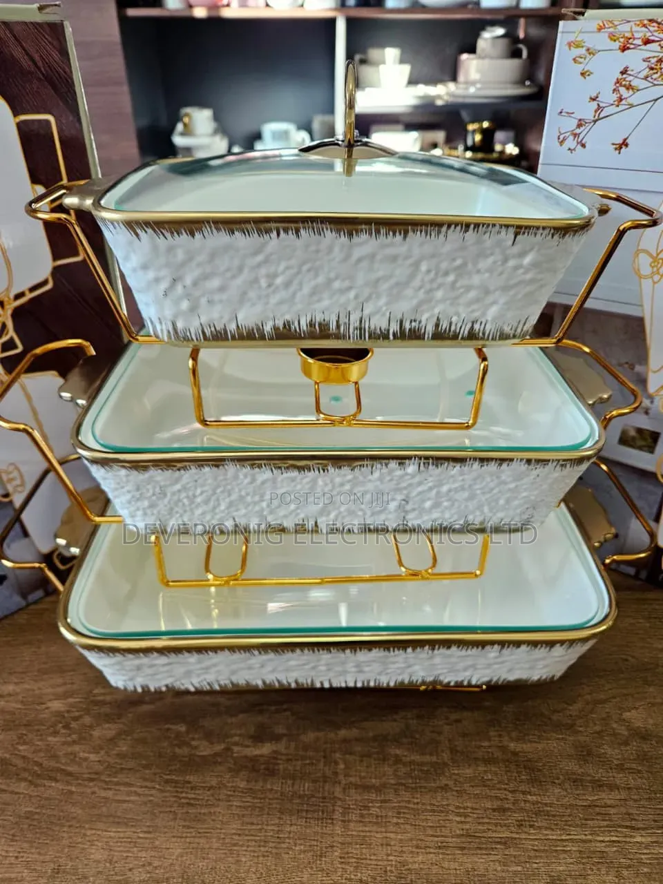 *3pcs Ceramic Glazed Chaffing Dish