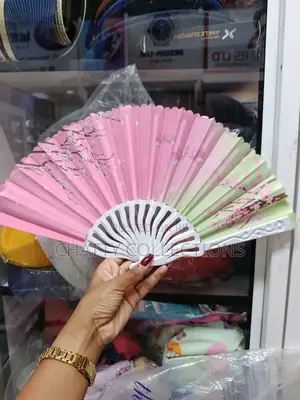 Pink and Green Flowered Folding Ladies Hand Fans