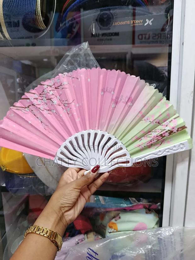 Pink and Green Flowered Folding Ladies Hand Fans
