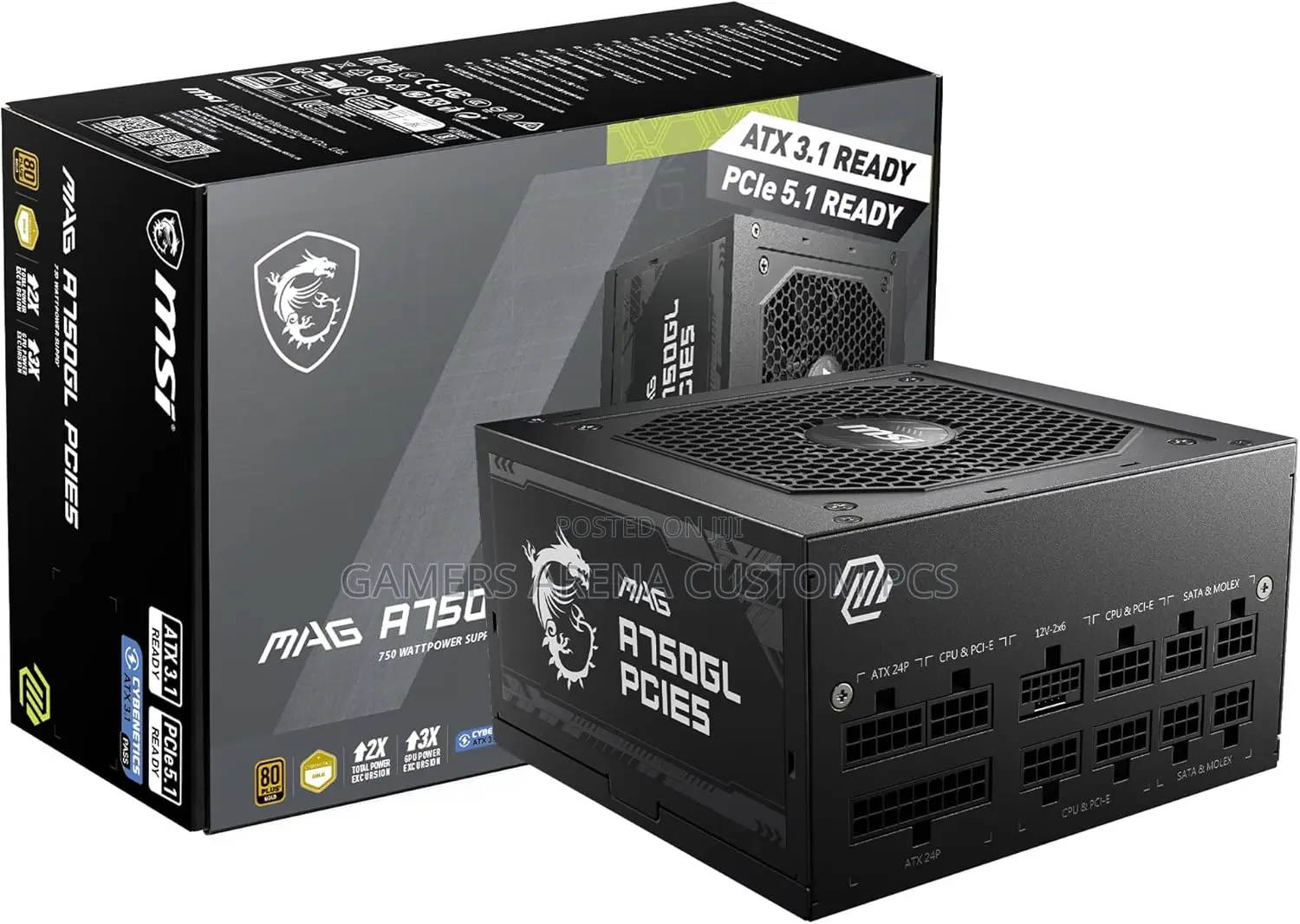 Msi Mag A750gl Pcie5 750 Watt 80 Plus Gold Fully Modular Power Supply