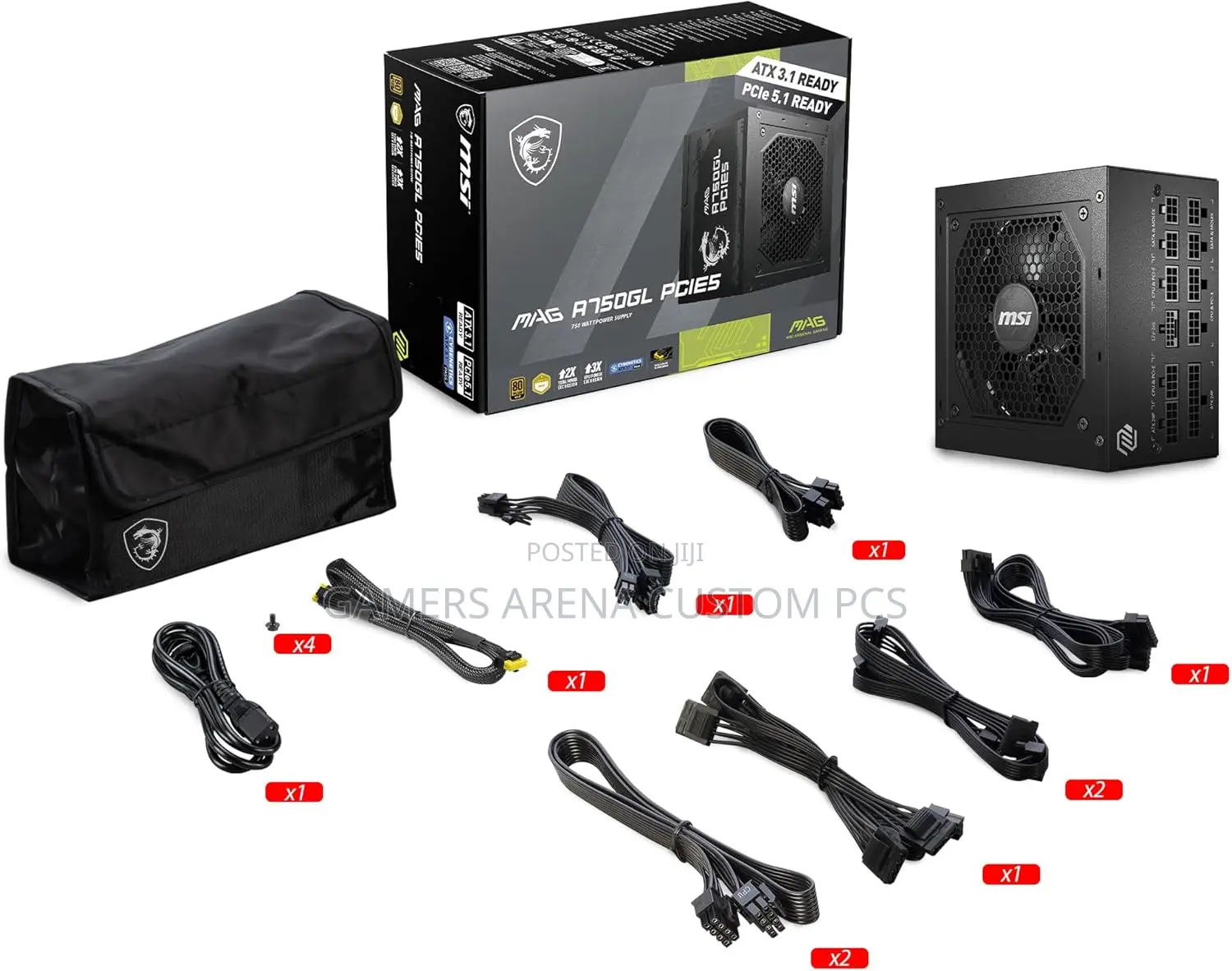 Msi Mag A750gl Pcie5 750 Watt 80 Plus Gold Fully Modular Power Supply