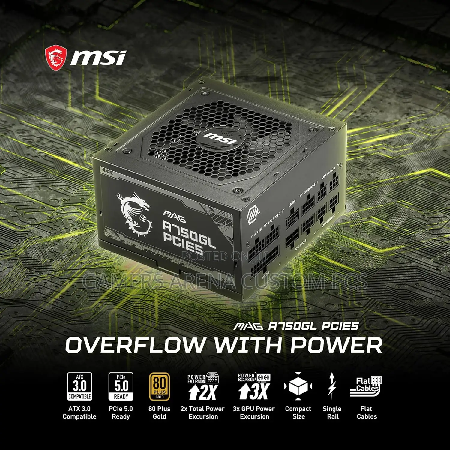Msi Mag A750gl Pcie5 750 Watt 80 Plus Gold Fully Modular Power Supply