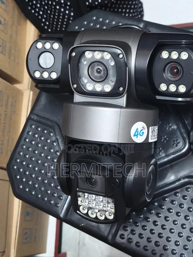 V380 4g Triple Lens CCTV PTZ Camera Electric Model Has Ethernet Cable