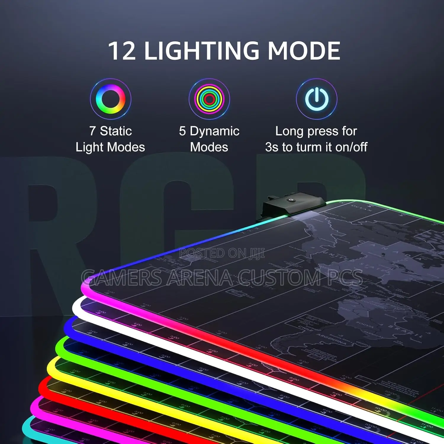 XXL Large Gaming Mousepad RGB World Map 800 by 300