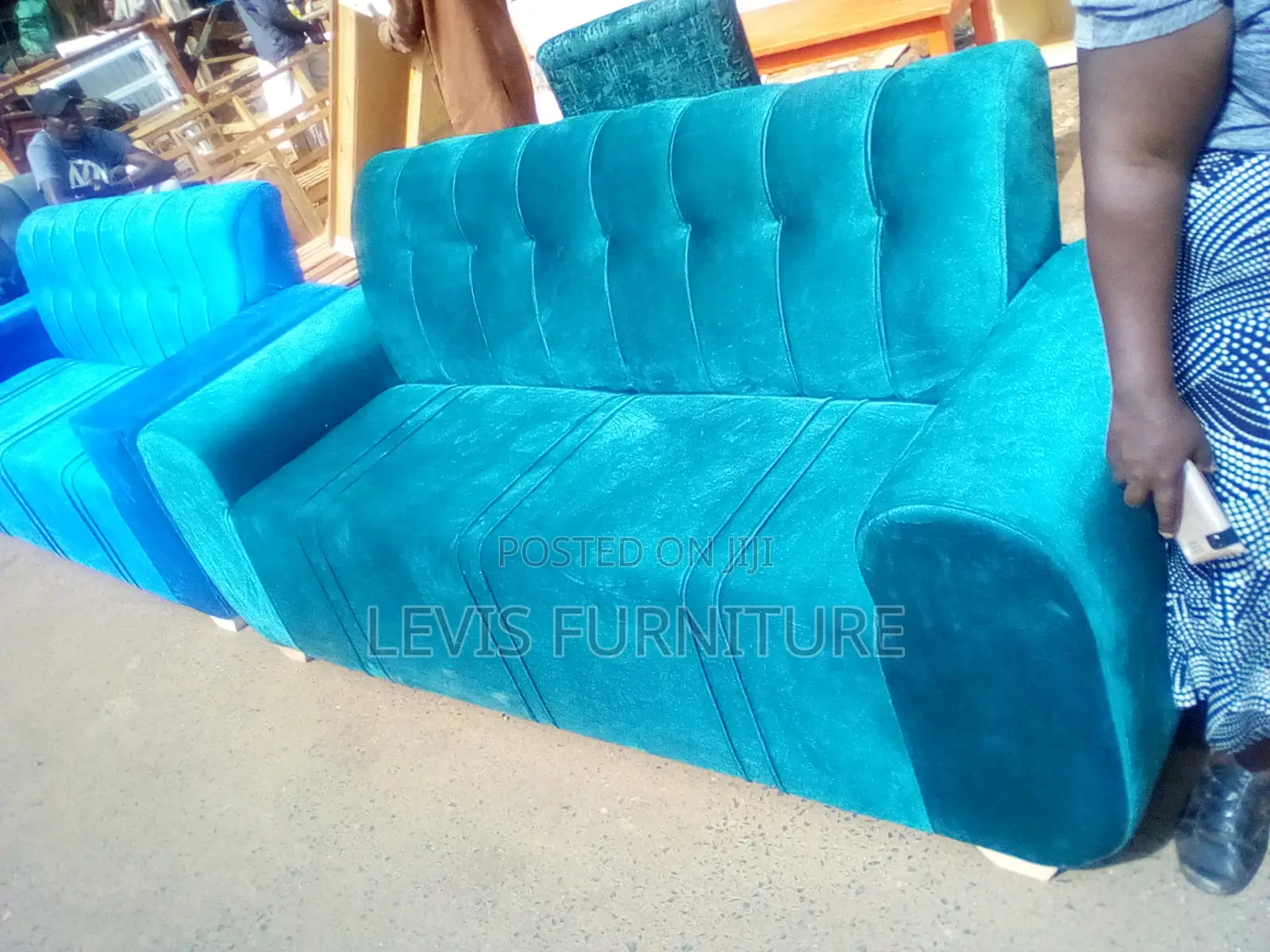 Blue 3 Seater Sofa