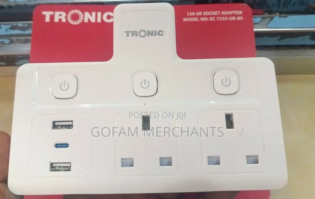 Multiplug With Usb 2 Way Extension Socket Extension 13a With Type-C