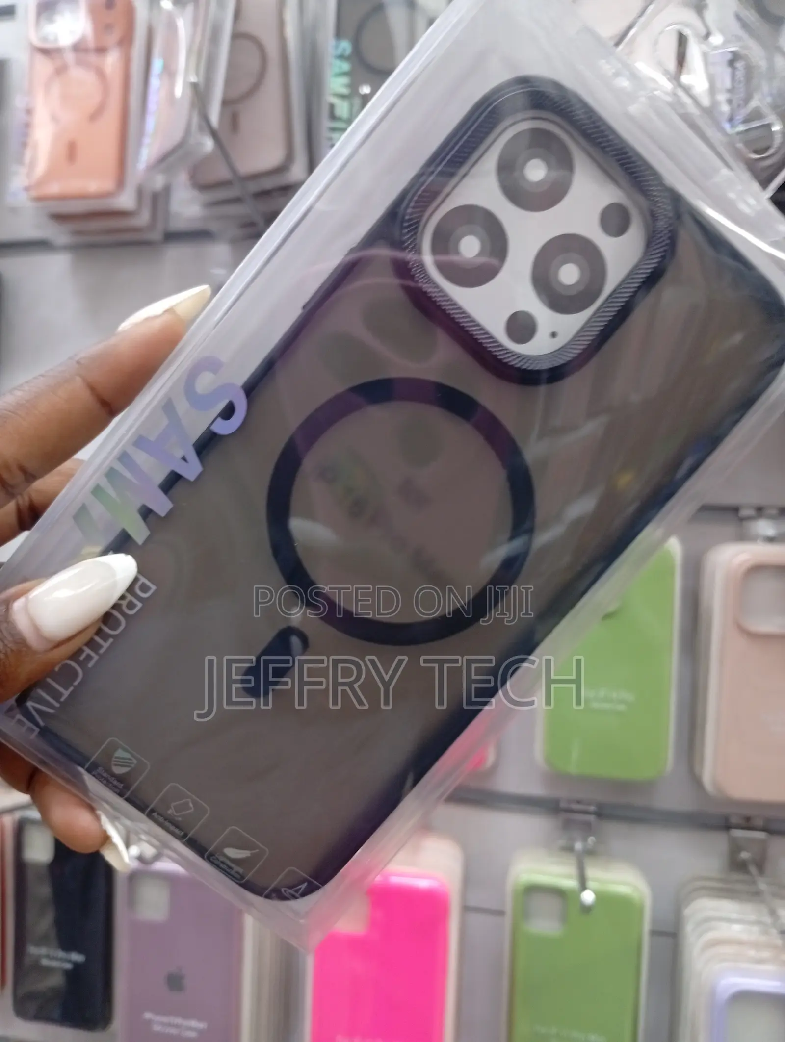 Frosted Phone Case for an iPhone, Featuring Magsafe Compatibility.