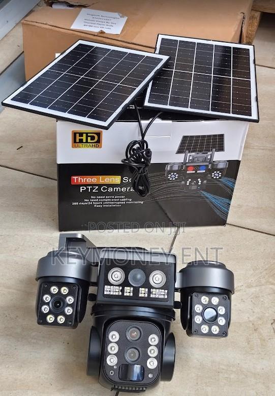 Three Lens 4g Simcard Solar Powered Camera Wit Strobe Lights 2 Panels