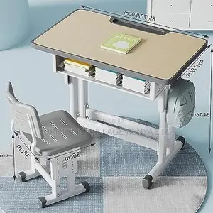Kids Desk;Brown Adjustable Kids Learning Desk and Chair