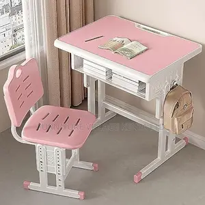 Kids Desk;Brown Adjustable Kids Learning Desk and Chair