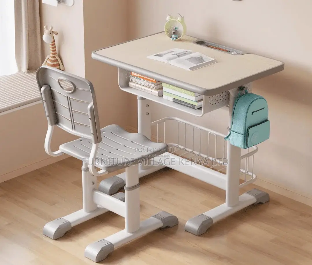 Kids Desk;Brown Adjustable Kids Learning Desk and Chair