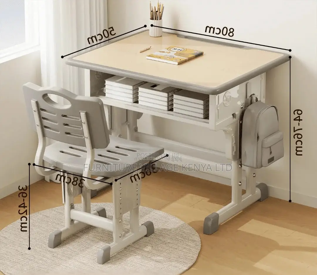 Kids Desk;Brown Adjustable Kids Learning Desk and Chair