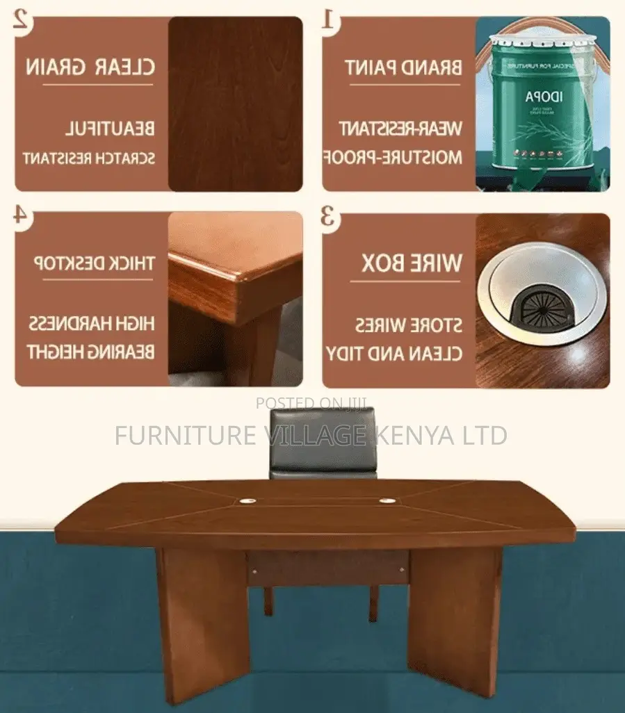 Office Table ; 3000mm Mahogany Meeting Room Table