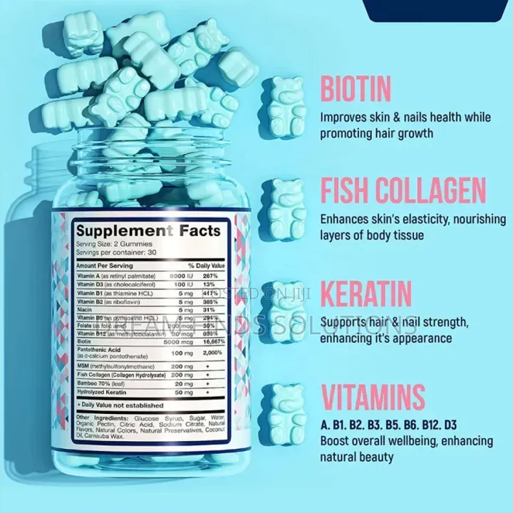 Biotin Collagen Gummies Promote Hair Growth Strong Nails Beautifulskin