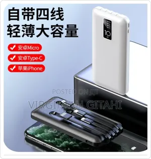 Black Power Bank With 4 Cables Inbuilt .