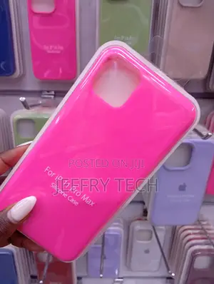 Bright Pink Silicone Phone Case for the Apple iPhone 11 Pro Max.