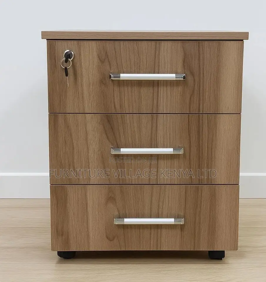 Office Cabinet; 3-Drawer Wooden Filing Storage Unit