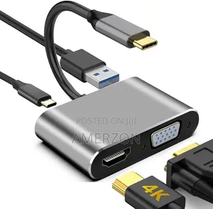 Usb C to Hdmi Vga Adapter, 4-in-1 Usb C Hub With Usb 3.0