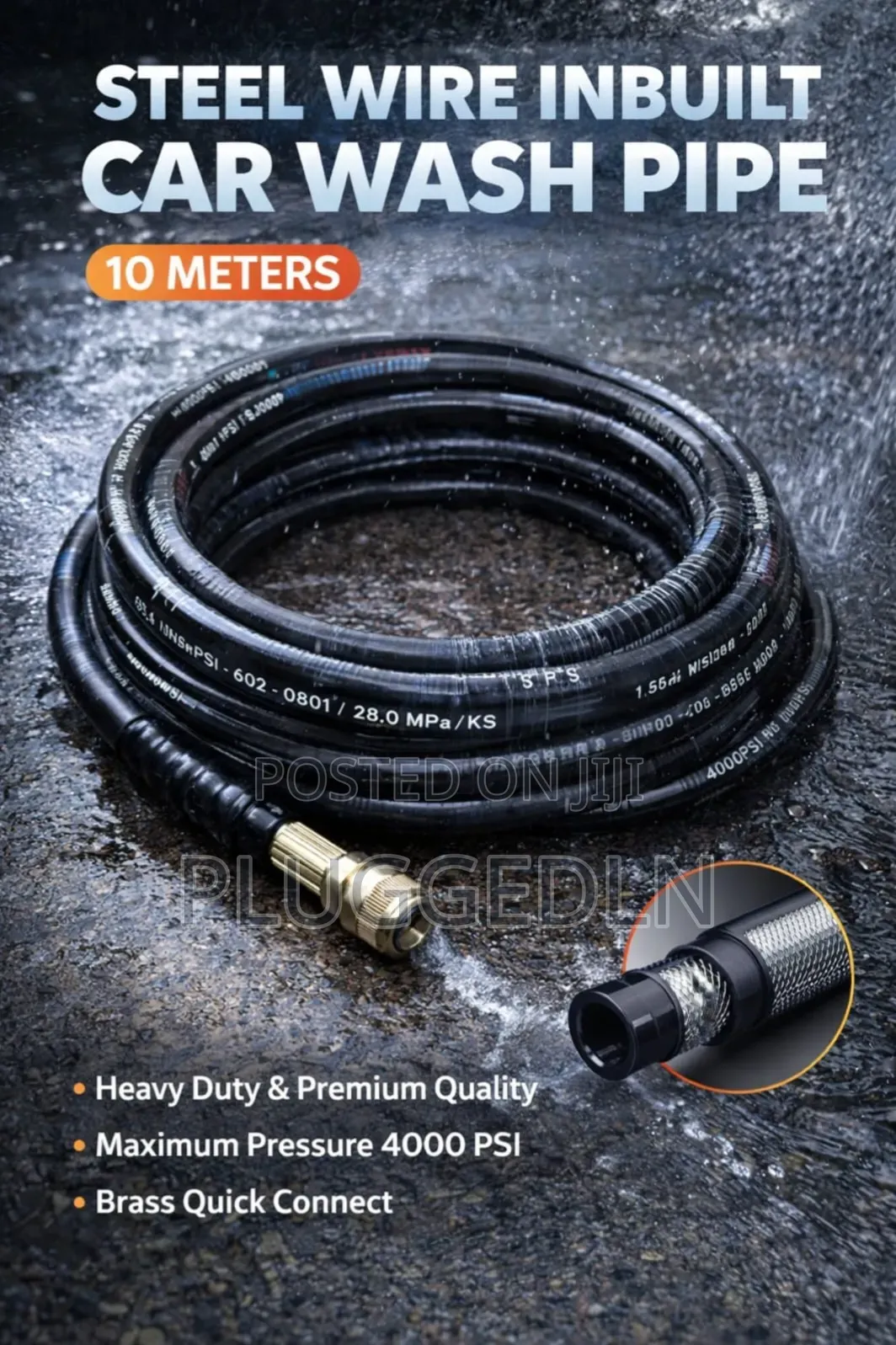 10-Meter Steel Wire Inbuilt Car Wash Pipe