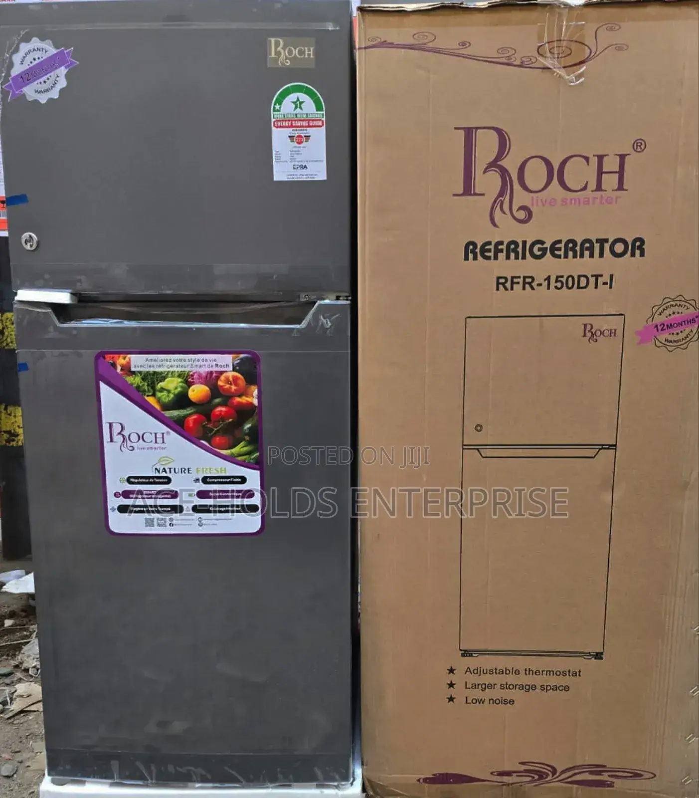 Roch 150dt Double Door 125 Litres Fridge (Top Freezer)