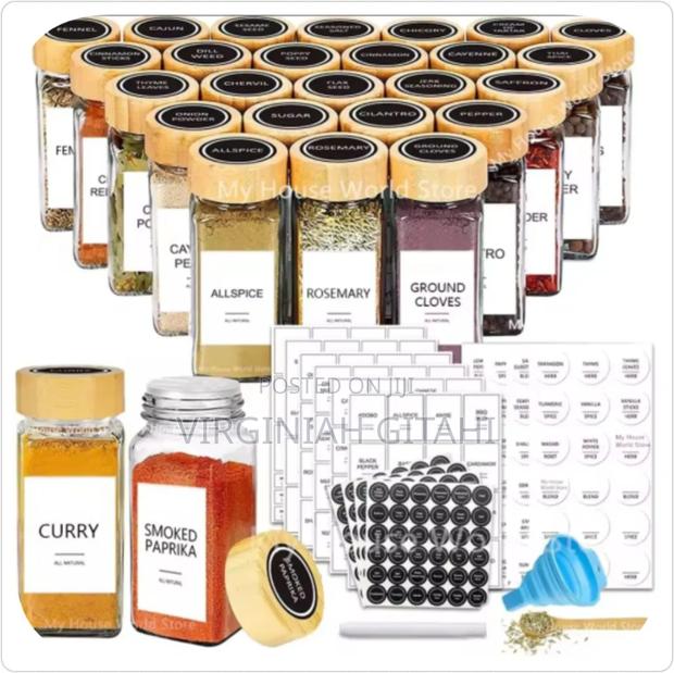 *29pcs Set Glass Storage Spice Jars With Bamboo Lid