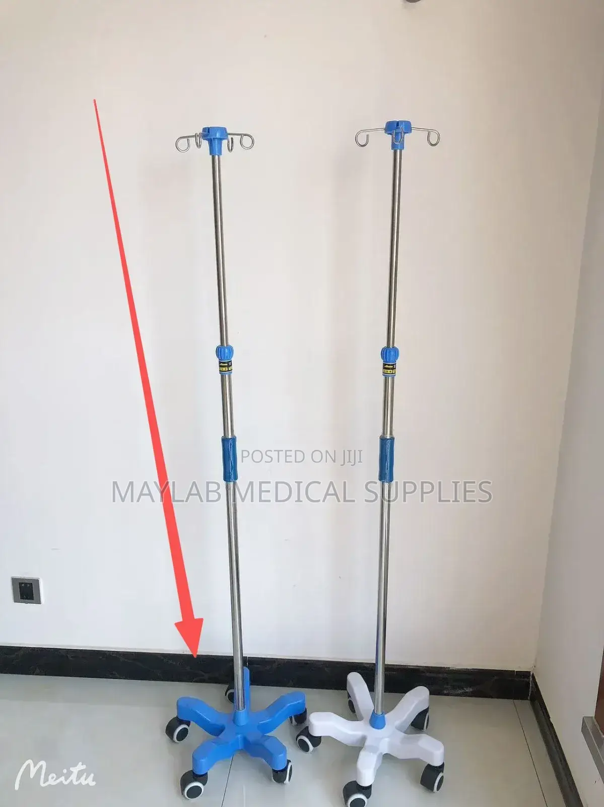 Drip Stand With Wheels | Adjustable Stainless Steel IV Infusion Stand