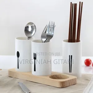 *3pc Cutlery Organizer With Oak Base