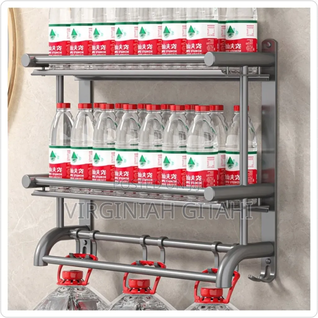 *Double Layer Bathroom Rack With Hooks