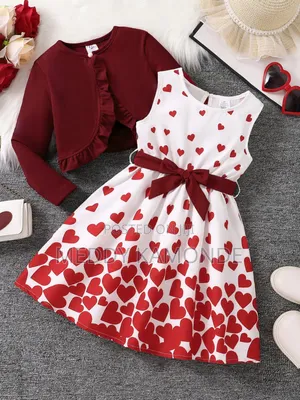 White Red Dotted Girls Dress