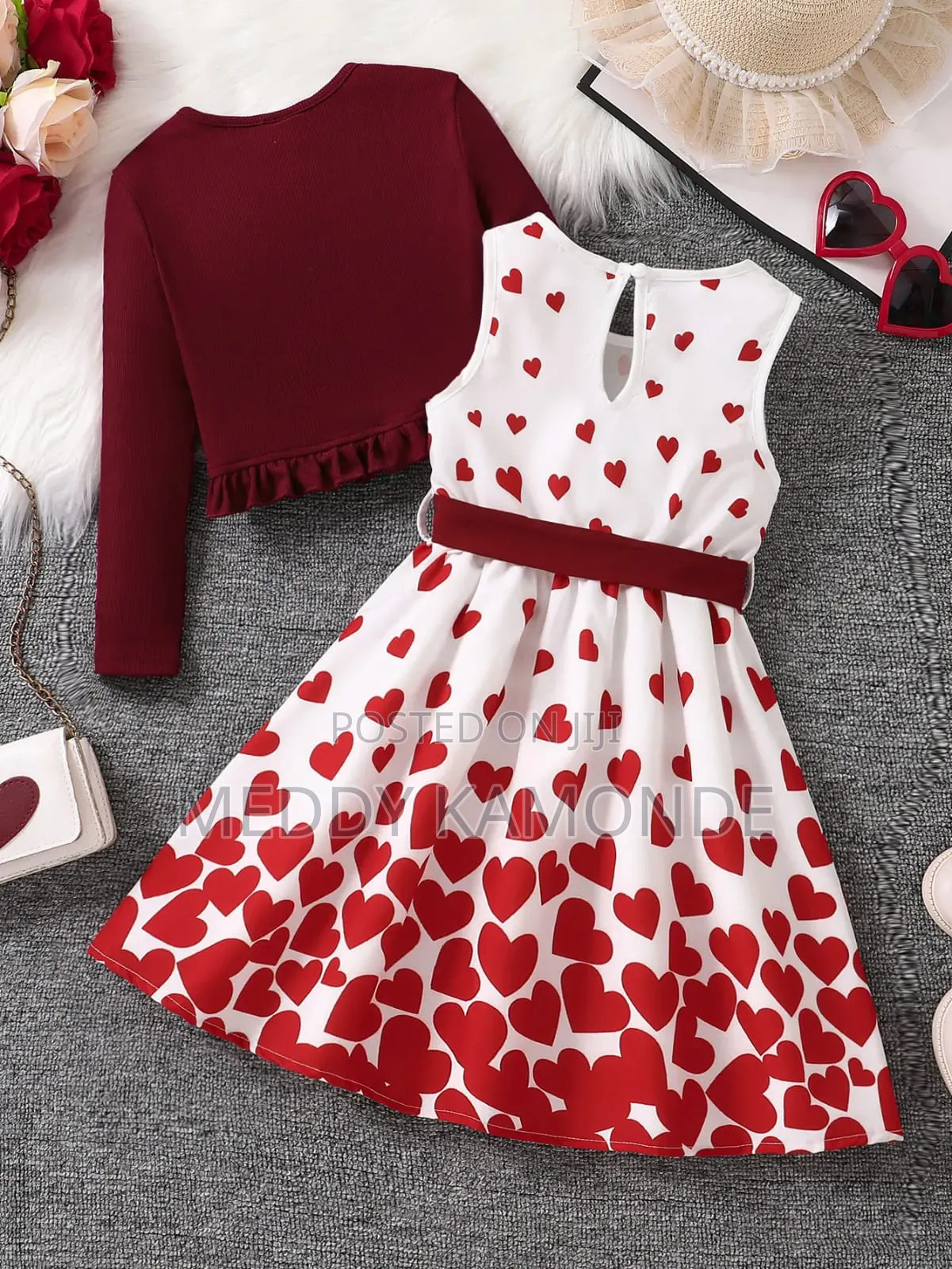 White Red Dotted Girls Dress