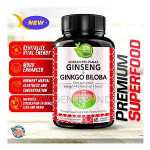 Korean Red Panax Ginseng + Ginkgo Biloba (60 Capsules)