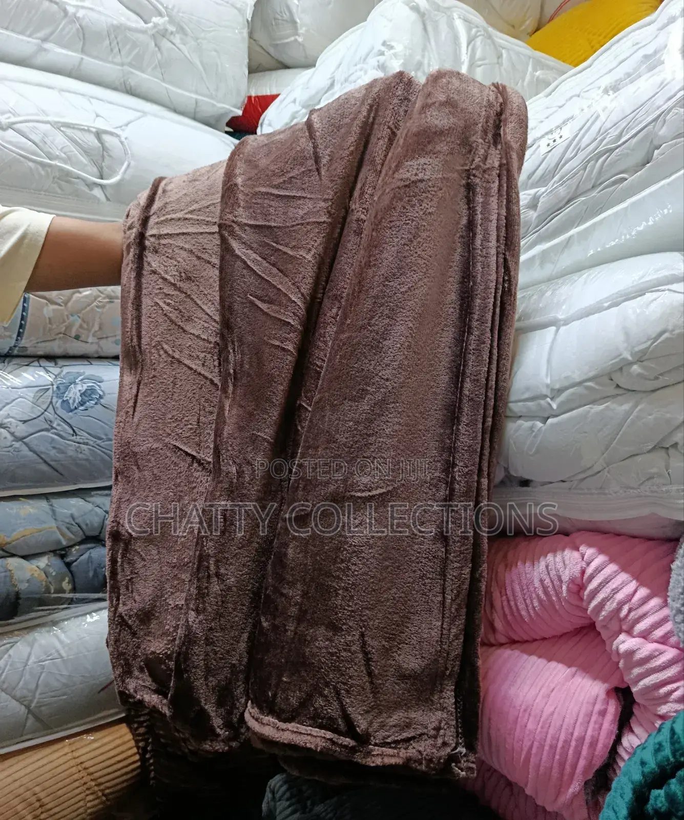 6 by 6 Coffee Brown Plain Fleece Blankets / Throw Blankets