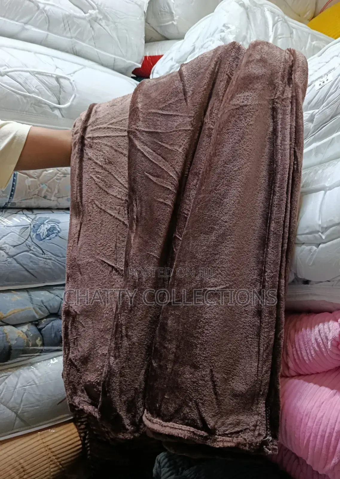6 by 6 Coffee Brown Plain Fleece Blankets / Throw Blankets