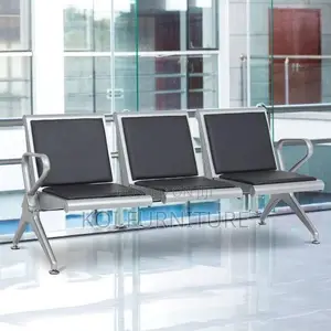 Office Bench : 3-Seat Pu Leather Waiting Room Chai
