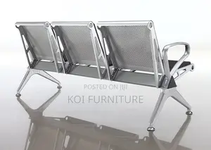 Office Bench : 3-Seat Pu Leather Waiting Room Chai