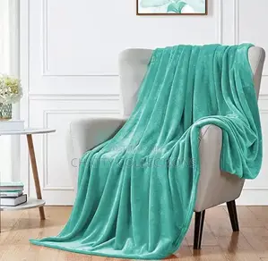 6 by 6 Turquoise Blue Plain Fleece Blankets / Throw Blankets