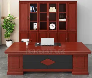 Office Desk : 2.0m Executive Office Desk With a Mahogany Finish