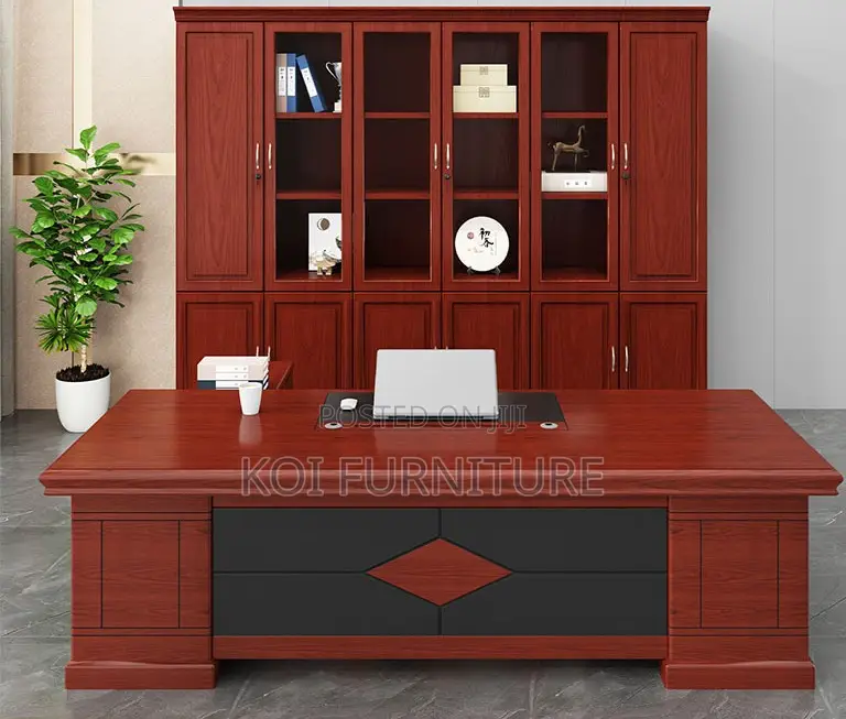 Office Desk : 2.0m Executive Office Desk With a Mahogany Finish