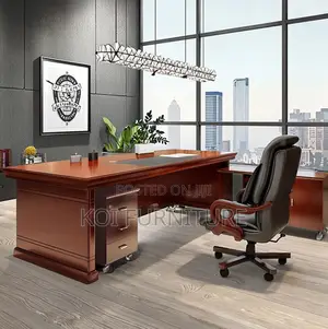 Office Desk : 2.0m Executive Office Desk With a Mahogany Finish